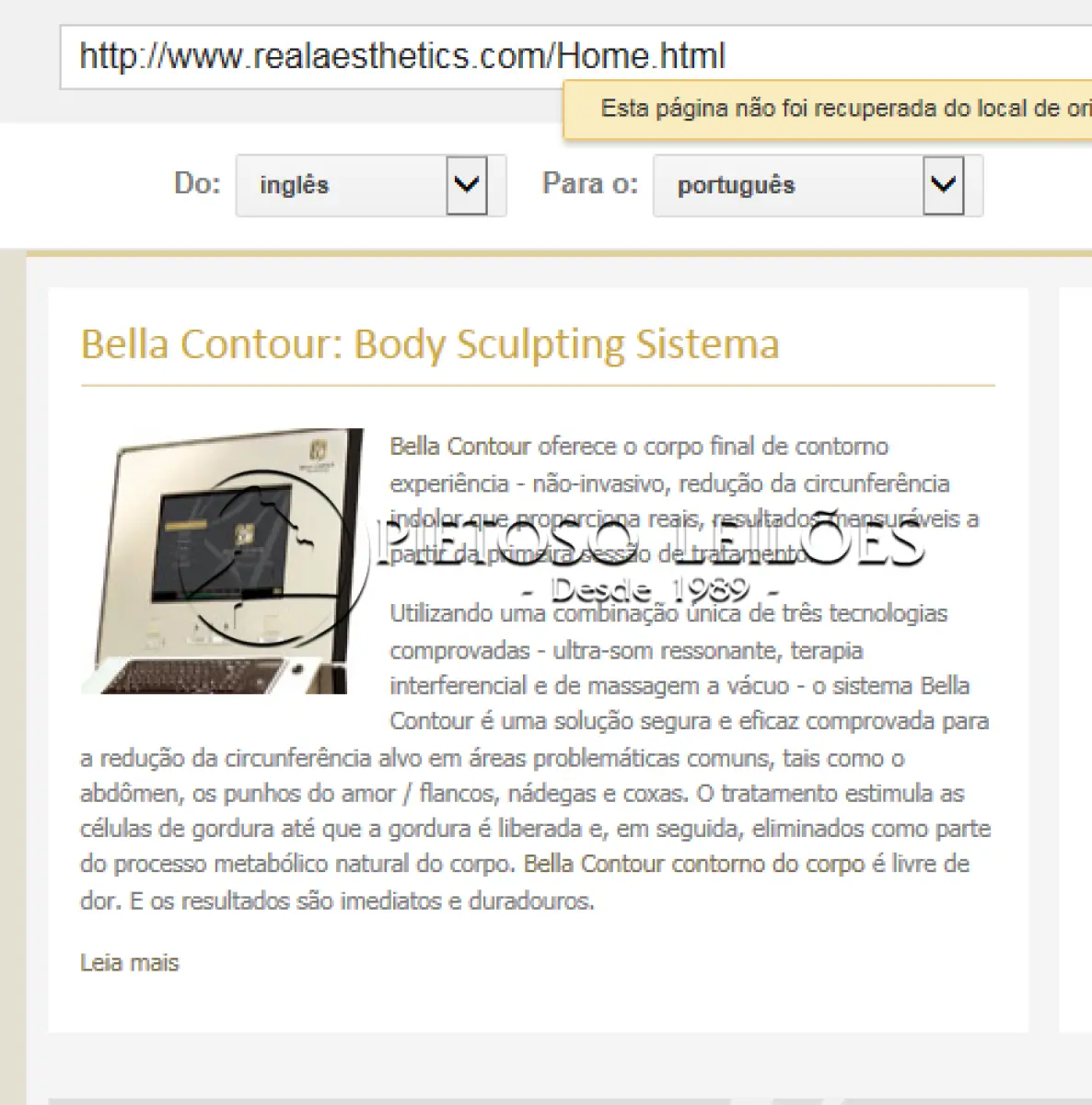 LOTE 025 - APARELHO BELLA COUNTOUR, ALFA TECH