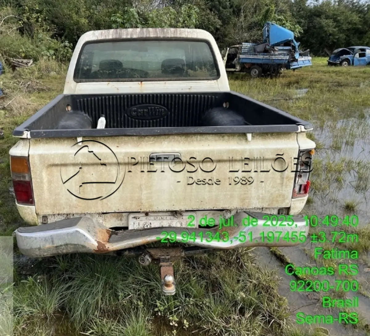 LOTE 007 - CAMIONETA I/TOYOTA HILUX 4CD DLX, ANO/MODELO: 1998/1999, PLACA: IIQ1605