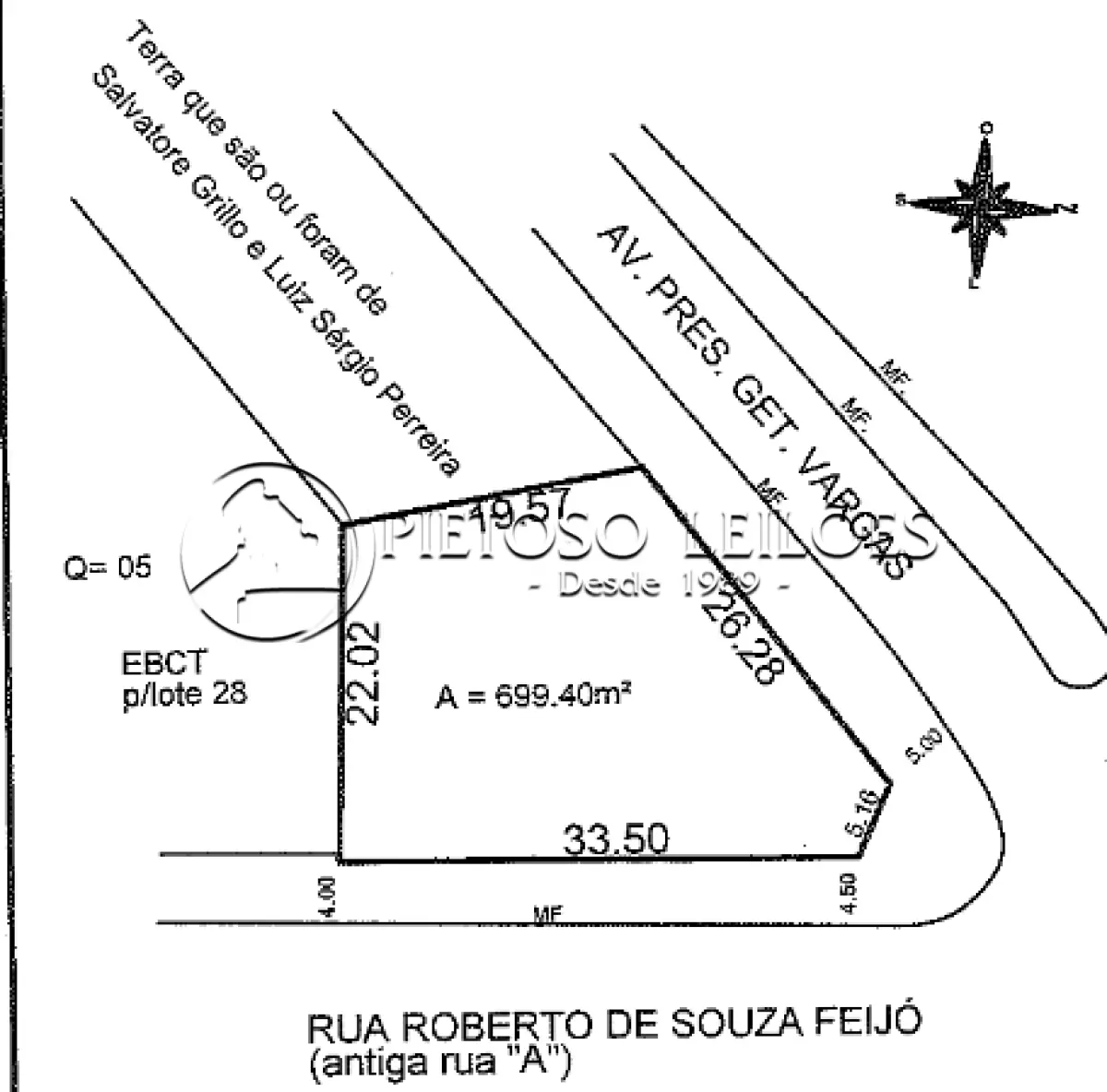 Imóvel: terreno de esquina na av. pres. getúlio vargas com rua roberto de souza feijó, área: 699,40m², alvorada/rs.