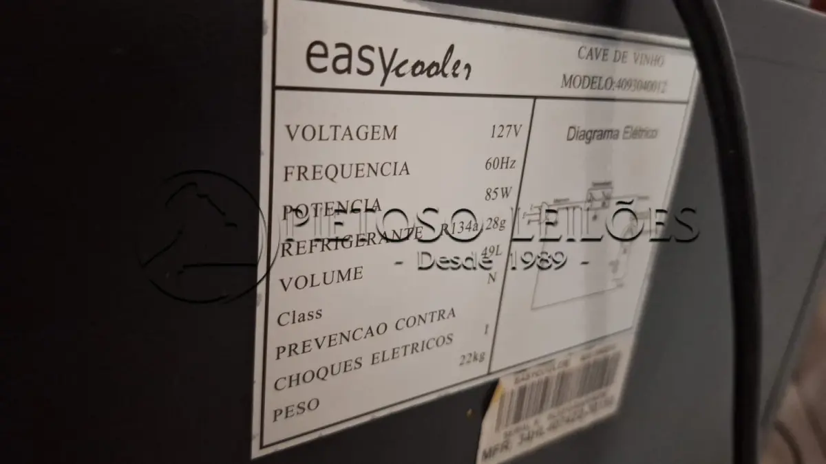 LOTE 022 - ADEGA EASY COOLER, 12 GARRAFAS, 127 V.