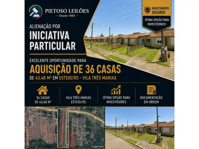 ALIENAÇÃO POR INICIATIVA PARTICULAR - EXCELENTE OPORTUNIDADE PARA AQUISIÇÃO DE IMÓVEIS EM ESTEIO/RS - VILA TRÊS MARIAS