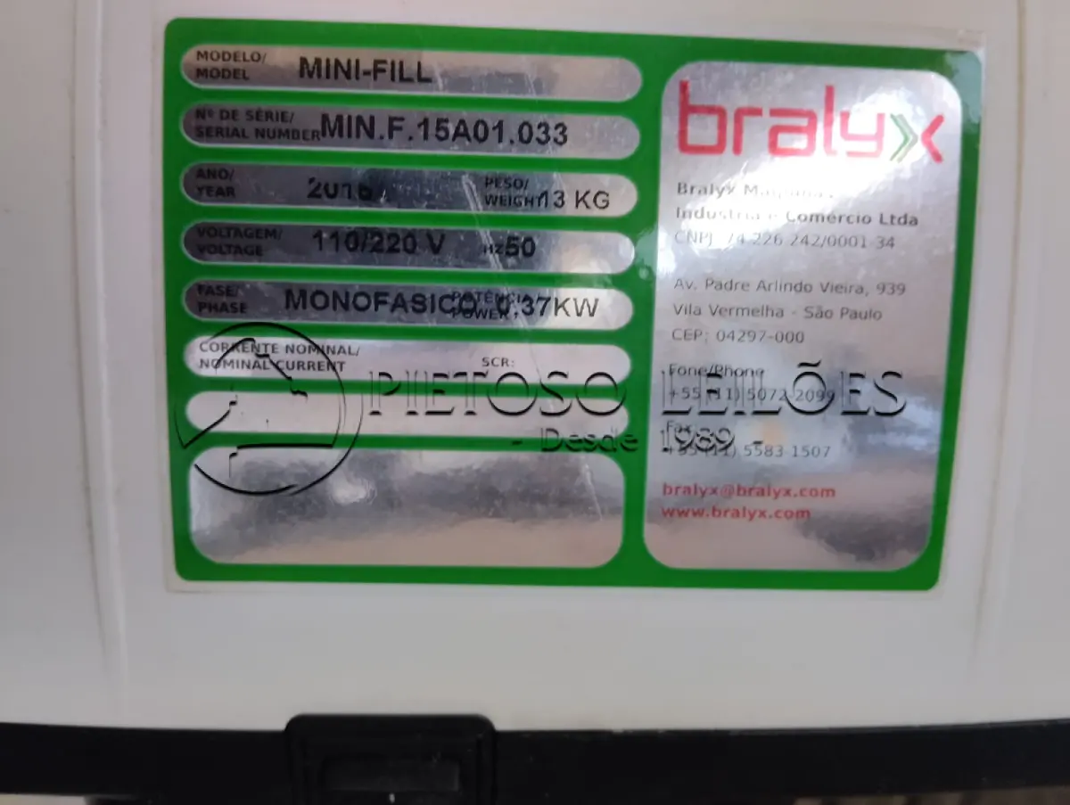 LOTE 013 - 01 (UMA) MÁQUINA DOSADORA ELÉTRICA, MARCA BRALYX