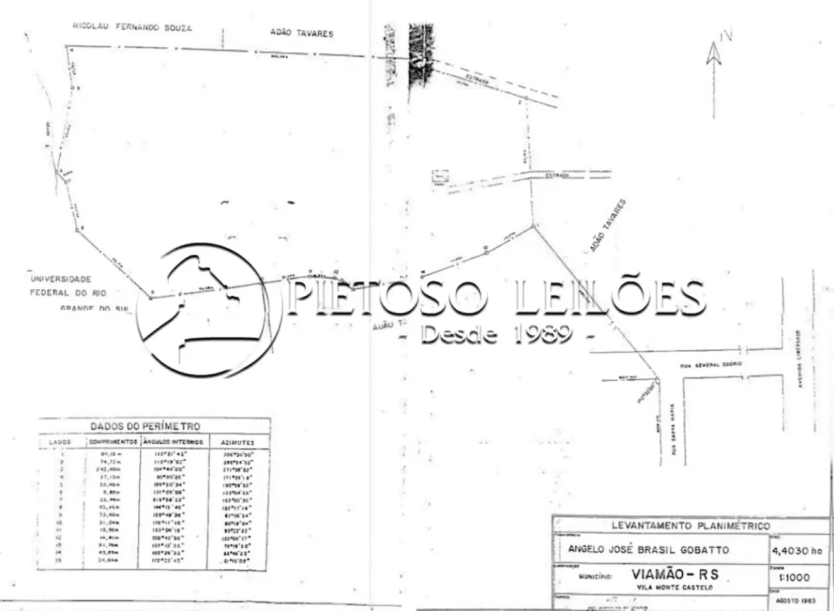 LOTE 501 - VIAMÃO/RS - ÁREA DE TERRAS COM ÁREA APROXIMADA DE 4,4030HS., JUNTO À VILA MONTE CASTELO.