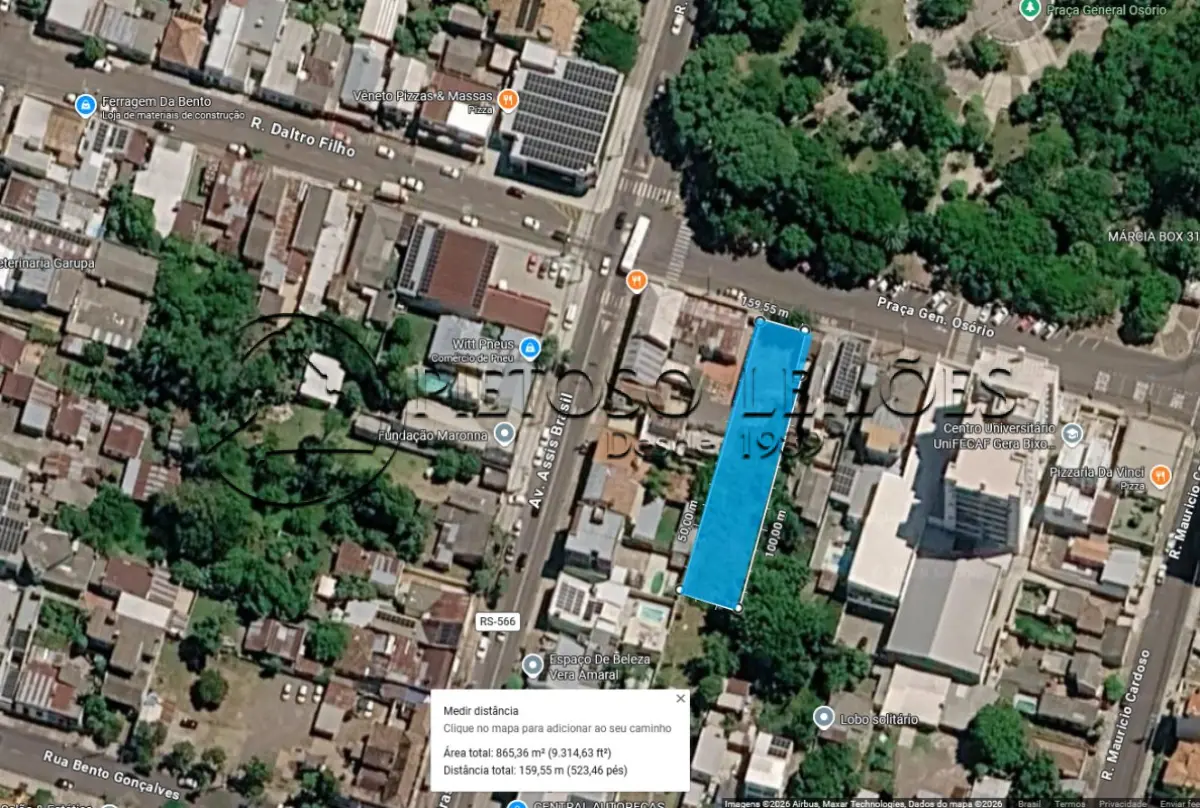 LOTE 001 - ALEGRETE/RS - TERRENO URBANO COM 660,00M² NA PRAÇA GENERAL OSÓRIO, BAIRRO CIDADE ALTA.