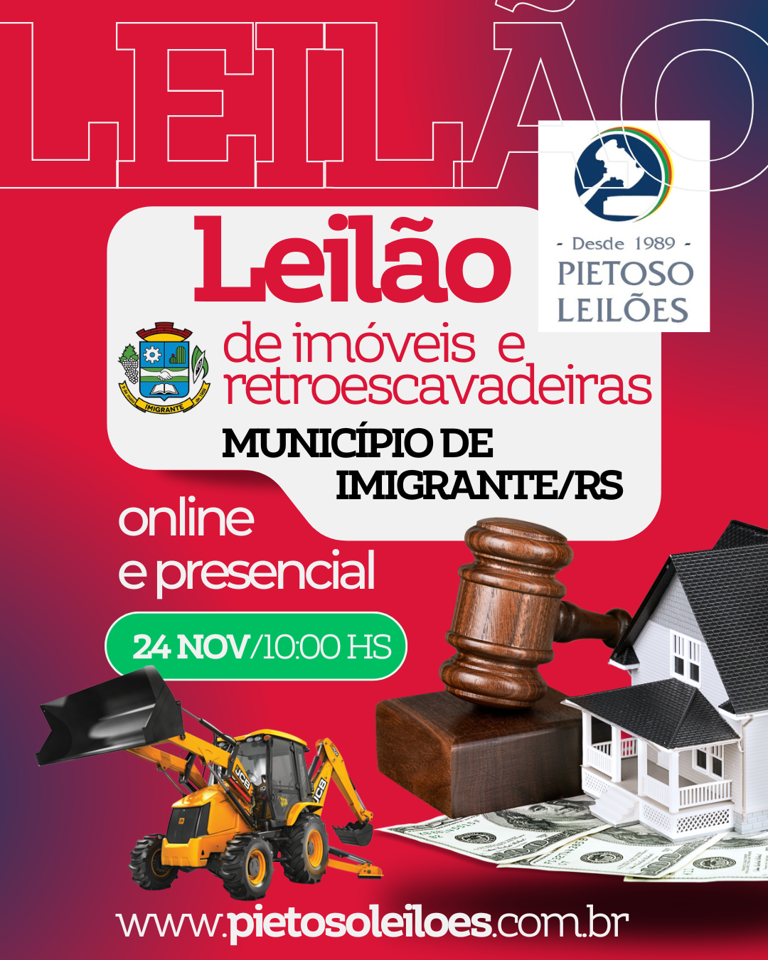 LEILÃO DE BENS MÓVEIS E IMÓVEIS DO MUNICÍPIO DE IMIGRANTE/RS
