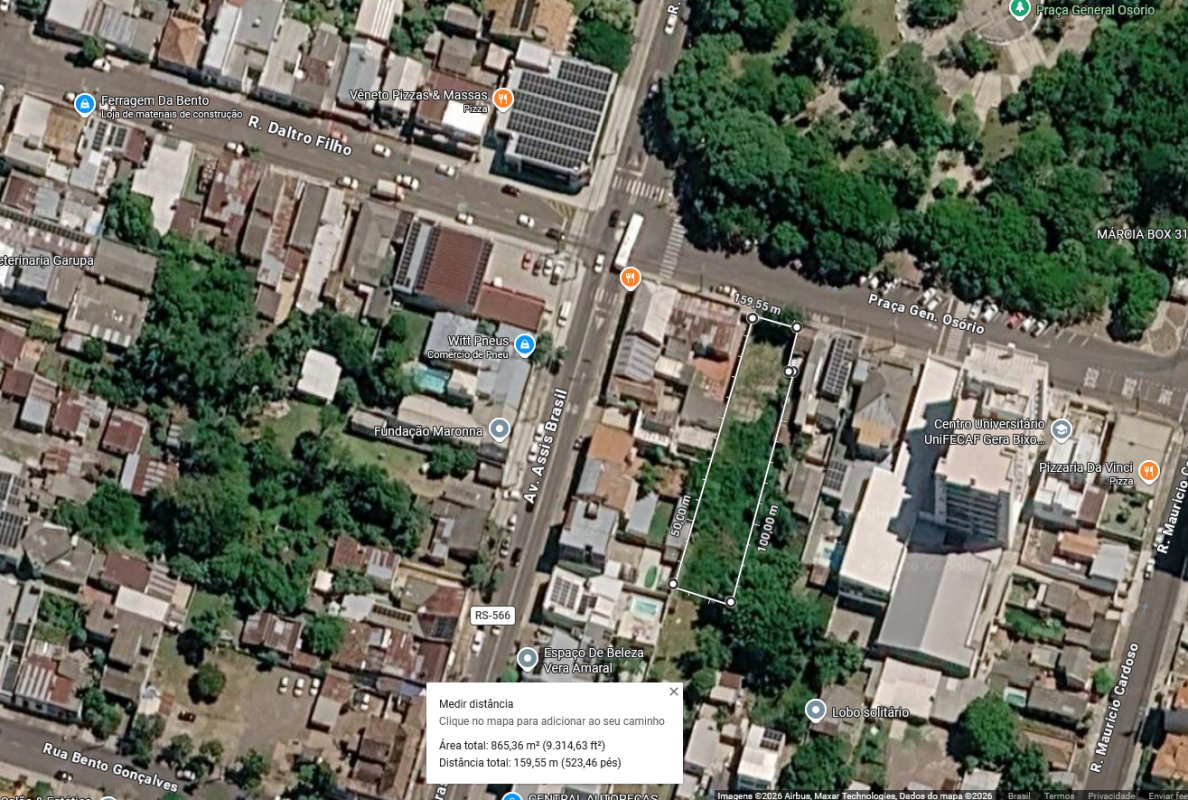 LOTE 001 - ALEGRETE/RS - TERRENO URBANO COM 660,00M² NA PRAÇA GENERAL OSÓRIO, BAIRRO CIDADE ALTA.